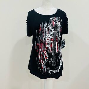 NWT Hard Rock Guitar Company Women’s Black Tee Shirt‎  Size L